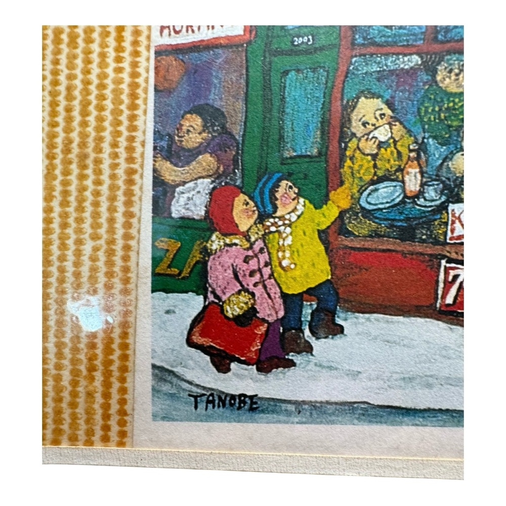 Vintage Miyuki Tanobe Montreal Street Scene Meat Deli Art Print 8x9 Coca Cola - Picture 7 of 9